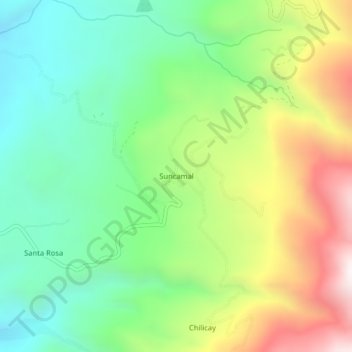 Mapa topográfico Suncamal, altitud, relieve
