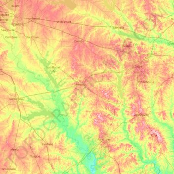 Mapa topográfico Henderson, altitud, relieve