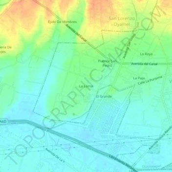 Mapa topográfico La Loma, altitud, relieve