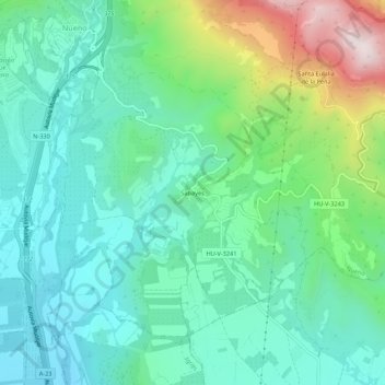 Mapa topográfico Sabayés, altitud, relieve