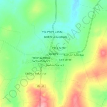 Mapa topográfico Itaporã, altitud, relieve