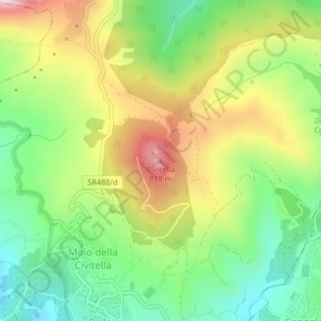 Mapa topográfico Civitella, altitud, relieve