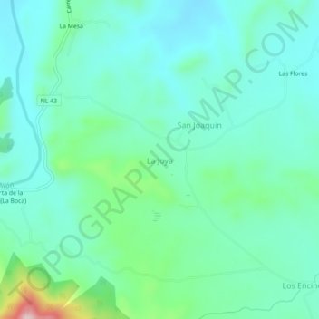 Mapa topográfico La Joya, altitud, relieve