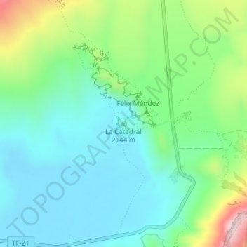 Mapa topográfico La Catedral, altitud, relieve