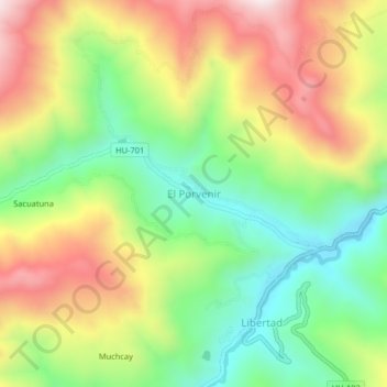 Mapa topográfico El Porvenir, altitud, relieve