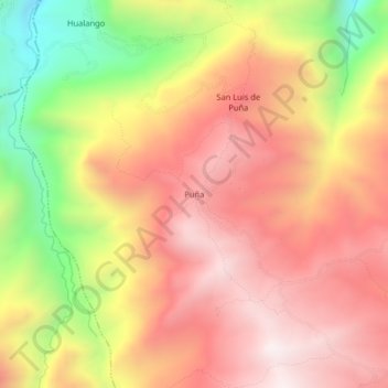 Mapa topográfico Puña, altitud, relieve