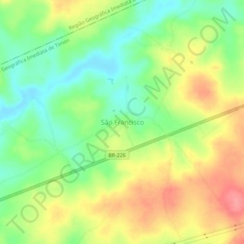 Mapa topográfico São Francisco, altitud, relieve