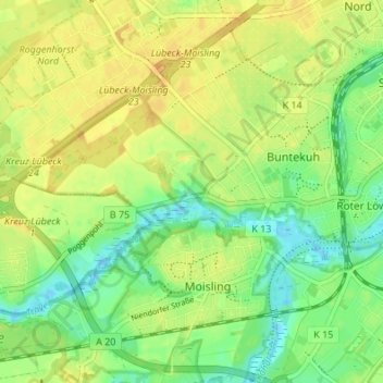 Mapa topográfico Hohenstiege, altitud, relieve