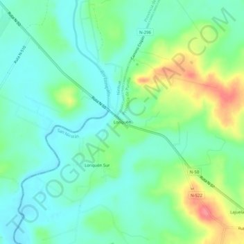 Mapa topográfico Lonquén, altitud, relieve