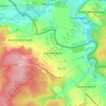 Mapa topográfico Hatzenreuth, altitud, relieve