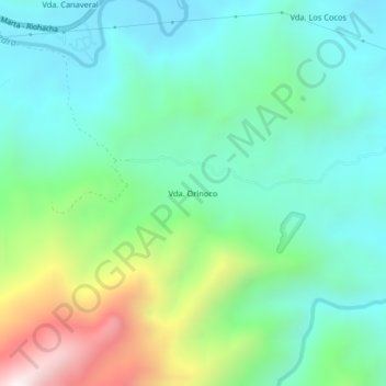 Mapa topográfico Vda. Orinoco, altitud, relieve