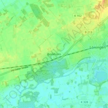 Mapa topográfico Borkhorn, altitud, relieve