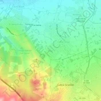Mapa topográfico Híjar, altitud, relieve