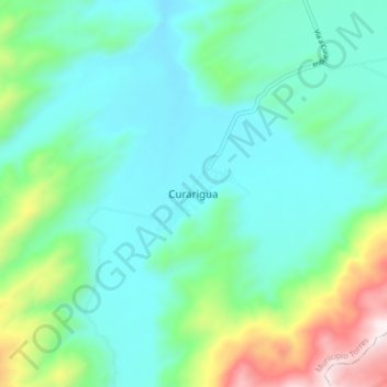 Mapa topográfico Curarigua, altitud, relieve
