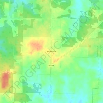 Mapa topográfico Hartshorn, altitud, relieve