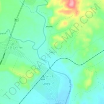 Mapa topográfico Caiza, altitud, relieve