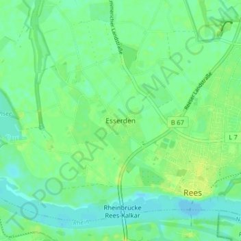 Mapa topográfico Esserden, altitud, relieve