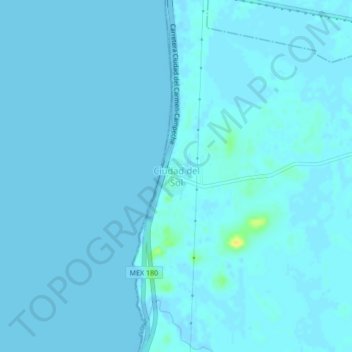 Mapa topográfico Ciudad del Sol, altitud, relieve