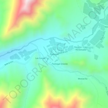 Mapa topográfico Pedregal, altitud, relieve