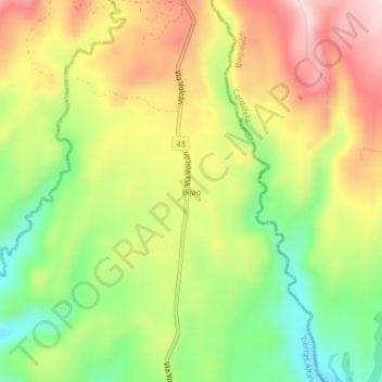 Mapa topográfico Bijao, altitud, relieve