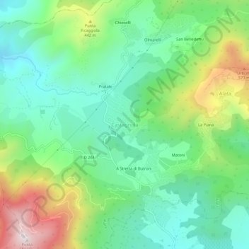 Mapa topográfico Castagnola, altitud, relieve