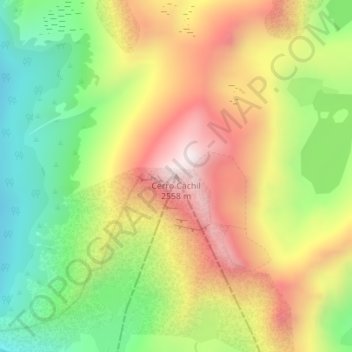 Mapa topográfico Cerro Cachil, altitud, relieve
