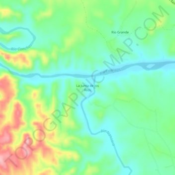 Mapa topográfico La Junta de los Ríos, altitud, relieve