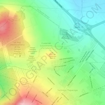 Mapa topográfico Cerro de Tlapacoya, altitud, relieve