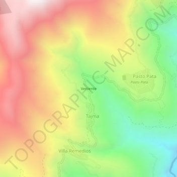 Mapa topográfico Vertiente, altitud, relieve