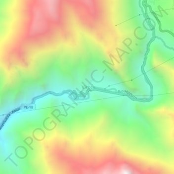 Mapa topográfico Viroc, altitud, relieve