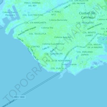 Mapa topográfico COL. GUADALUPE, altitud, relieve