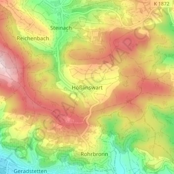 Mapa topográfico Hößlinswart, altitud, relieve