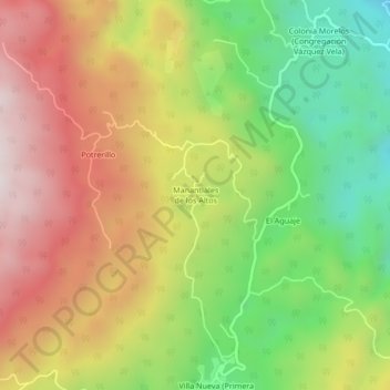Mapa topográfico Manantiales de los Altos, altitud, relieve