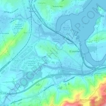 Mapa topográfico Guarnizo, altitud, relieve