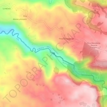 Mapa topográfico Rio Barbas, altitud, relieve