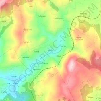 Mapa topográfico Barcia, altitud, relieve