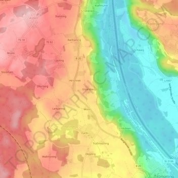 Mapa topográfico Enzelsberg, altitud, relieve