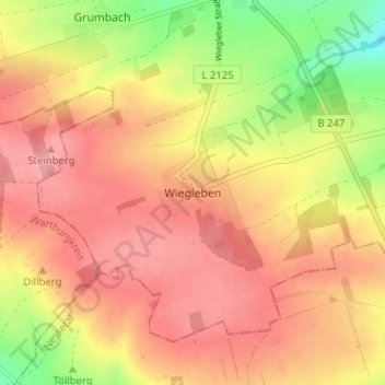 Mapa topográfico Wiegleben, altitud, relieve