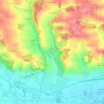 Mapa topográfico Flitzing, altitud, relieve