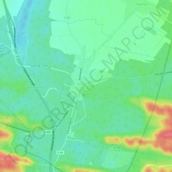 Mapa topográfico Arbonne-la-Forêt, altitud, relieve