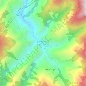 Mapa topográfico Santa Rosa de Kilo Kilo, altitud, relieve