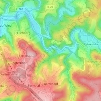 Mapa topográfico Mettelshahn, altitud, relieve