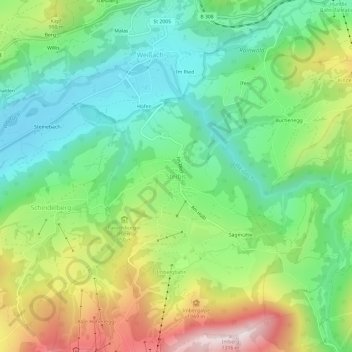 Mapa topográfico Steibis, altitud, relieve