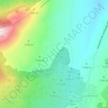 Mapa topográfico Las Matas, altitud, relieve