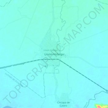 Mapa topográfico Unión Hidalgo, altitud, relieve