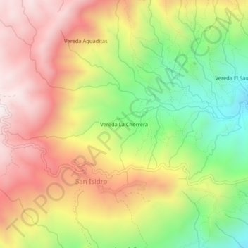 Mapa topográfico Vereda La Chorrera, altitud, relieve