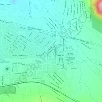 Mapa topográfico Parque Granjas Banthi, altitud, relieve