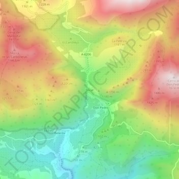 Mapa topográfico Tíscar, altitud, relieve