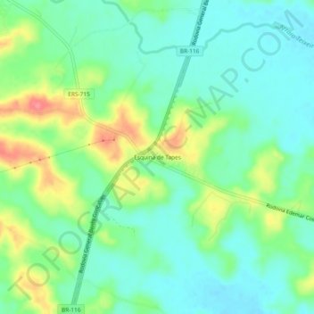 Mapa topográfico Esquina de Tapes, altitud, relieve