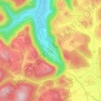 Mapa topográfico Honau, altitud, relieve